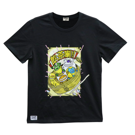HEY5! Family Lovely Dim Sum Printed T-Shirt - Black